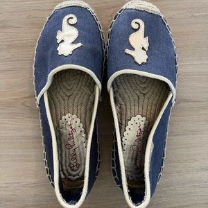 Lilly Pulitzer Seahorse Lia Espadrille Navy Canvas